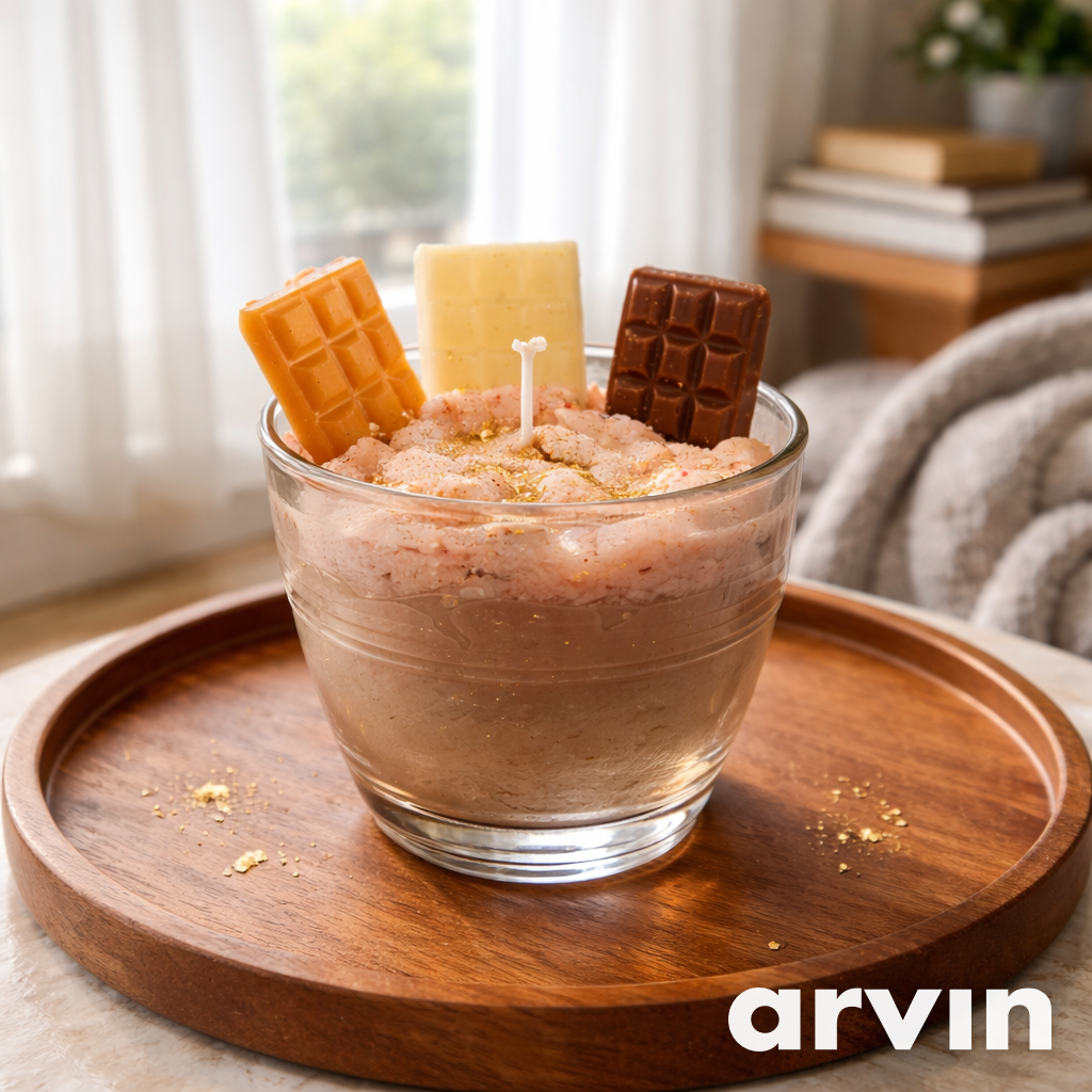 Bougie gourmande façon dessert–crumble & chocolat